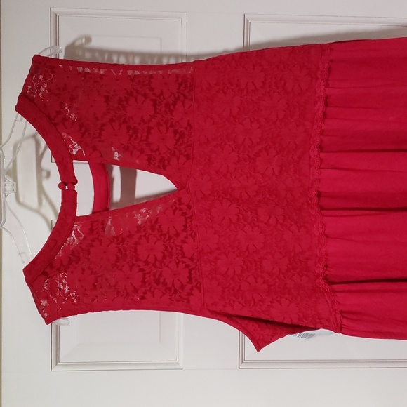 Torrid Red Choker Lace Babydoll Shirt - Picture 5 of 10